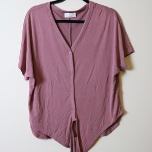 Lavender Field Tie Front Button Top